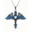 Collier gothique avec pendentif croix et ailes, collier lumineux nocturne - Turquoise Foncée 