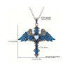 Collier gothique avec pendentif croix et ailes, collier lumineux nocturne - Bleu 