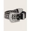 Ceinture punk en PU avec strass tendance - Noir 