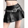 Ceinture punk en PU avec strass tendance - Noir 
