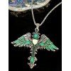 Collier gothique avec pendentif croix et ailes, collier lumineux nocturne - Vert 