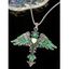 Collier gothique avec pendentif croix et ailes, collier lumineux nocturne - Turquoise Foncée 