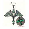 Collier gothique avec pendentif croix et ailes, collier lumineux nocturne - Vert 