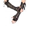Gants d'avant-bras à lacets Gants sans doigts à empiècement en dentelle - Noir 