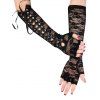Gants d'avant-bras à lacets Gants sans doigts à empiècement en dentelle - Noir 