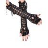 Gants d'avant-bras à lacets Gants sans doigts à empiècement en dentelle - Noir 