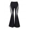 Gothic Outfit Skull Skeleton Hand Print Sweatshirt and Lace Up Flare Pants Set - Noir S | US 4