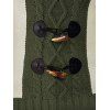 Pull décontracté à col plongeant et boutons en corne de couleur contrastée - Vert Armée XXL