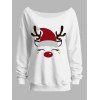 Sweat-shirt de vacances avec chapeau de Noël et élan, sweat-shirt à col incliné - Blanc S | US 4