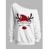 Sweat-shirt de vacances avec chapeau de Noël et élan, sweat-shirt à col incliné - Blanc S | US 4
