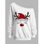 Sweat-shirt de vacances avec chapeau de Noël et élan, sweat-shirt à col incliné - Blanc S | US 4