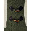 Women Outfit Contrast Color Mock Horn Button Sweater and Snap Button Pants Set - Vert Armée S | US 4