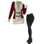 Women Outfit Contrast Color Mock Horn Button Sweater and Snap Button Pants Set - Vert Armée S | US 4