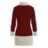 Women Outfit Contrast Color Mock Horn Button Sweater and Snap Button Pants Set - Rouge Vineux S | US 4