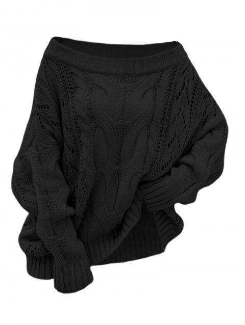 Pull en maille torsadée de couleur unie à épaules dénudées