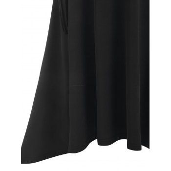 Gothic Dress Lace Up Grommet High Low Dress Flower Lace Panel Bowknot Cutout Midi Dress