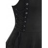 Robe gothique à lacets et œillets, robe mi-longue à découpes et nœud papillon en dentelle fleurie - Noir S
