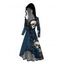 Robe à capuche gothique à lacets avec imprimé tête de mort, rose et papillon - Bleu de Minuit XL | US 12