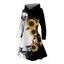 Robe à capuche gothique, imprimé tête de mort, tournesol, colorblock, lacets, cordons de serrage, mini-robe - Noir L | US 8-10