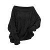 Pull en maille torsadée de couleur unie à épaules dénudées - Noir M | US 6