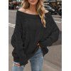 Pull en maille torsadée de couleur unie à épaules dénudées - Noir M | US 6