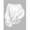 Pull en maille torsadée de couleur unie à épaules dénudées - Blanc XL | US 10
