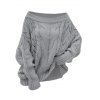 Pull en maille torsadée de couleur unie à épaules dénudées - Gris Clair XL | US 10