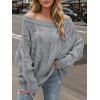 Pull en maille torsadée de couleur unie à épaules dénudées - Gris Clair XL | US 10