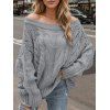 Pull en maille torsadée de couleur unie à épaules dénudées - Gris Clair XL | US 10