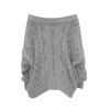 Pull en maille torsadée de couleur unie à épaules dénudées - Gris Clair XL | US 10