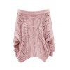 Pull en maille torsadée de couleur unie à épaules dénudées - Rose clair M | US 6