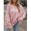 Pull en maille torsadée de couleur unie à épaules dénudées - Rose clair M | US 6