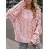 Pull en maille torsadée de couleur unie à épaules dénudées - Rose clair M | US 6