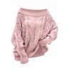 Pull en maille torsadée de couleur unie à épaules dénudées - Rose clair M | US 6