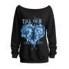 Sweat-shirt gothique pour Halloween, imprimé tête de mort, cœur, lettres, col oblique - Pers L | US 8-10