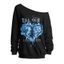 Sweat-shirt gothique pour Halloween, imprimé tête de mort, cœur, lettres, col oblique - Pers L | US 8-10