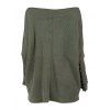 Women Outfit Textured Skew Neck Top Grommet Pants and Buckle Boots Set - Vert Armée S | US 4