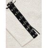 Women Outfit Textured Skew Neck Top Grommet Pants and Buckle Boots Set - Blanc S | US 4