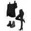 Women Outfit Textured Skew Neck Top Grommet Pants and Buckle Boots Set - Vert Armée S | US 4
