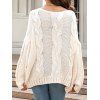 Pull en maille torsadée de couleur unie, col oblique, manches longues - Blanc XL | US 10