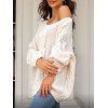 Pull en maille torsadée de couleur unie, col oblique, manches longues - Blanc XL | US 10