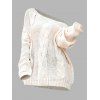 Pull en maille torsadée de couleur unie, col oblique, manches longues - Blanc XL | US 10