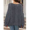 Pull en maille torsadée de couleur unie, col oblique, manches longues - Gris S | US 4