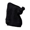 Pull en maille torsadée de couleur unie, col oblique, manches longues - Noir L | US 8