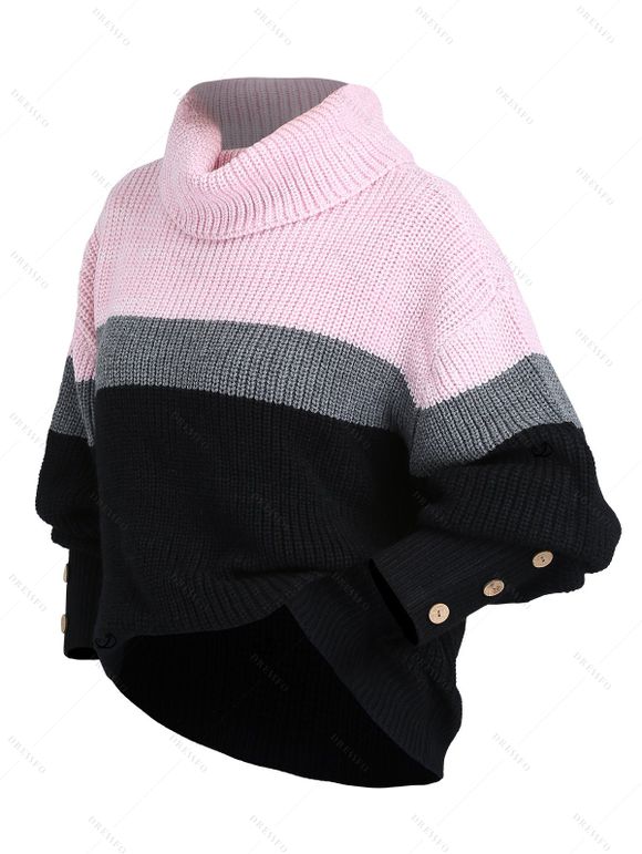 Pull colorblock col roulé manches longues pull décontracté - multicolor XXL | US 14