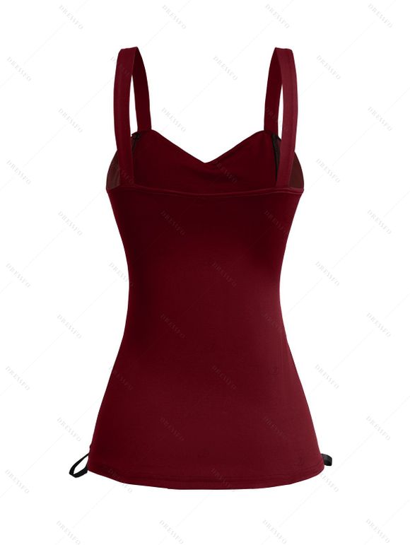 Débardeur bandage pour femme, style corset vintage, colorblock, à l'avant - Rouge Vineux XXL | US 14