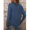 Haut à col bénitier colorblock, haut à manches longues et boutons factices fendus - Bleu profond XXL | US 12