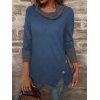 Haut à col bénitier colorblock, haut à manches longues et boutons factices fendus - Bleu profond XXL | US 12