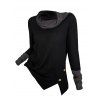 Haut à col bénitier colorblock, haut à manches longues et boutons factices fendus - Noir XXL | US 12