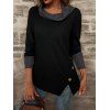 Haut à col bénitier colorblock, haut à manches longues et boutons factices fendus - Noir XXL | US 12
